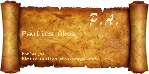 Paulics Ákos névjegykártya